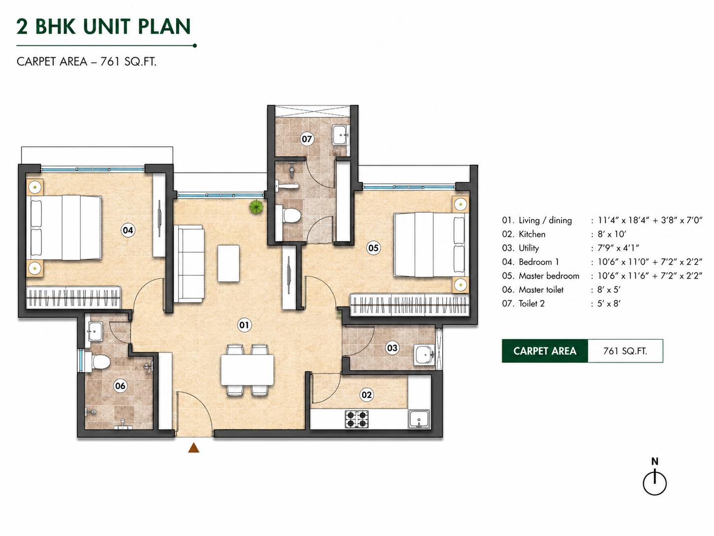 2BHK Elite floor plan