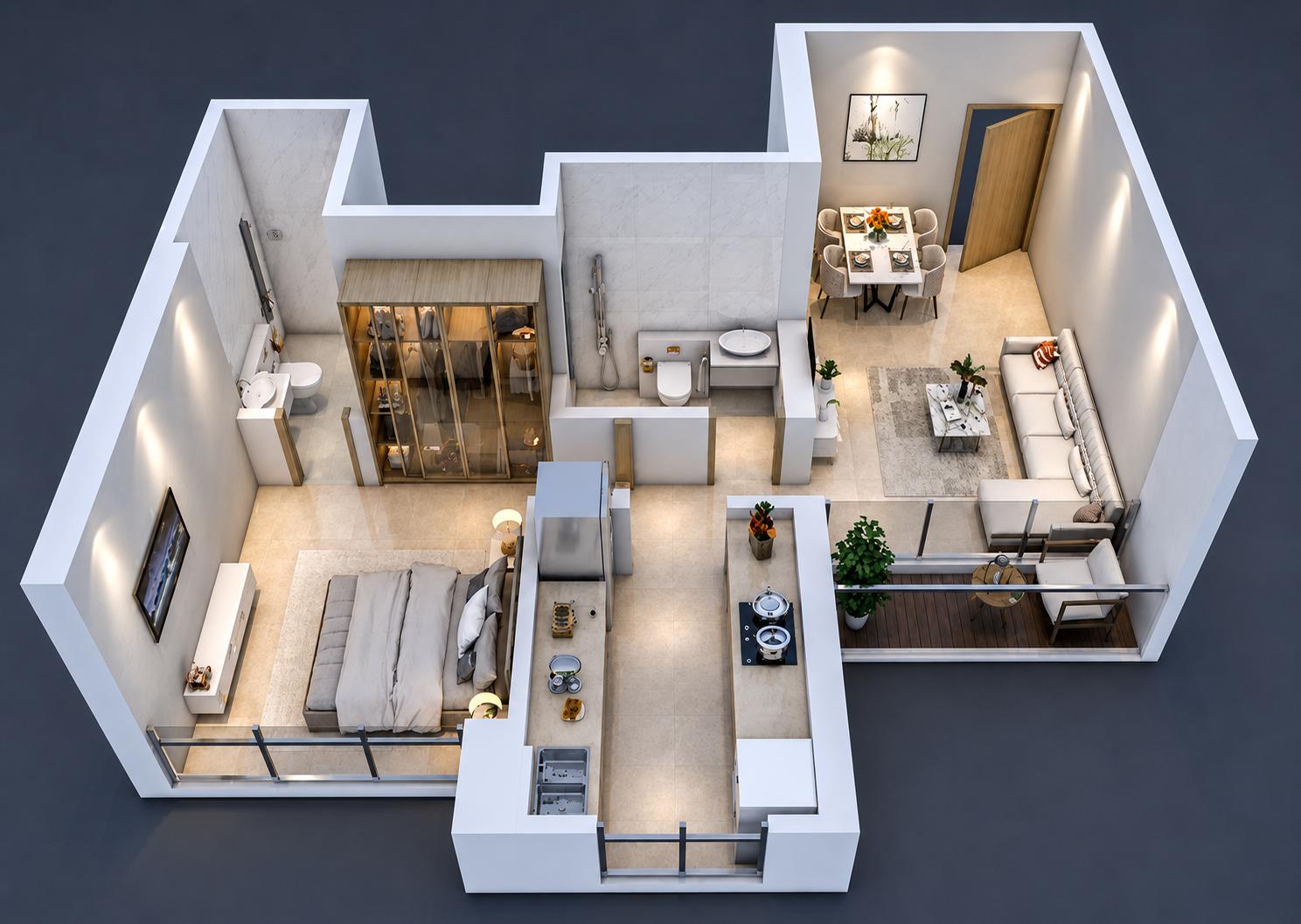 1BHK floor plan