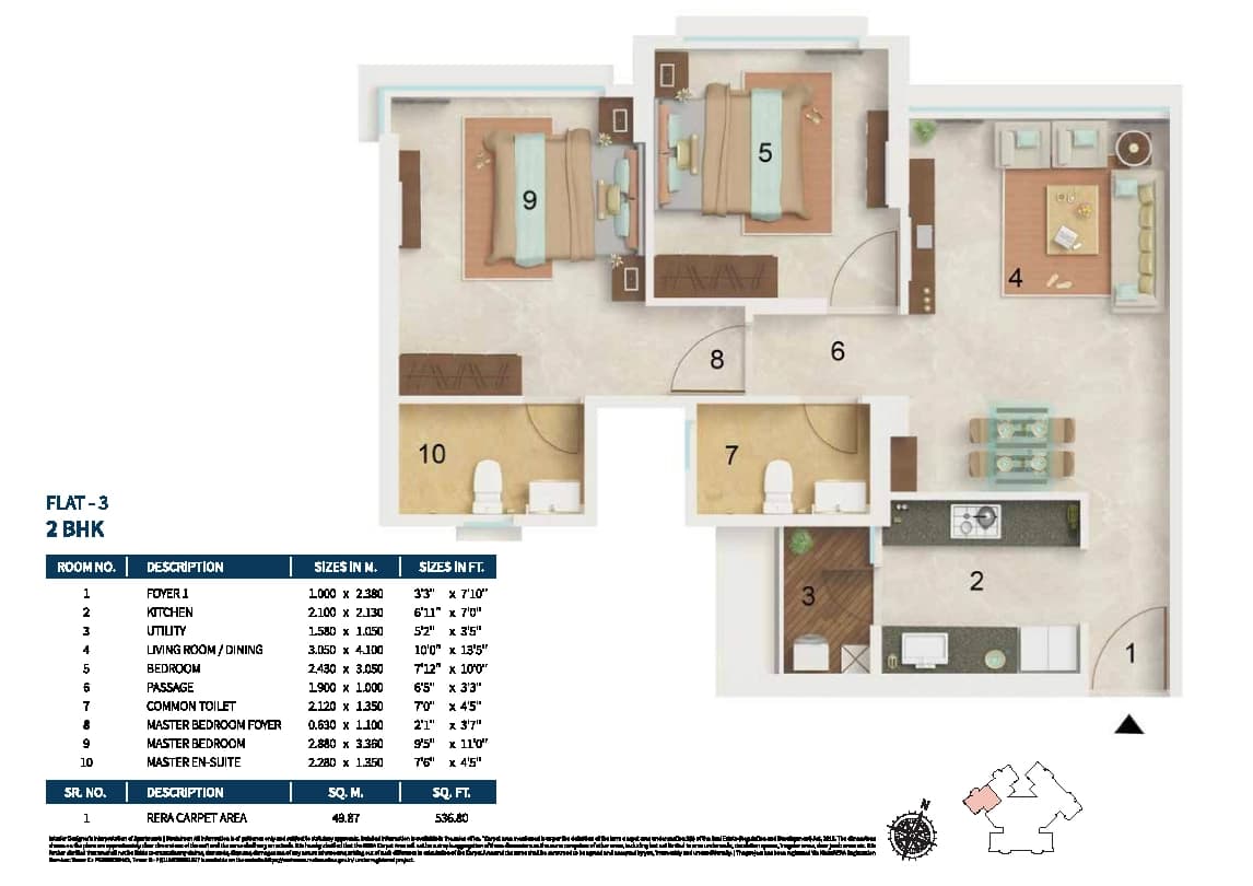 2BHK floor plan