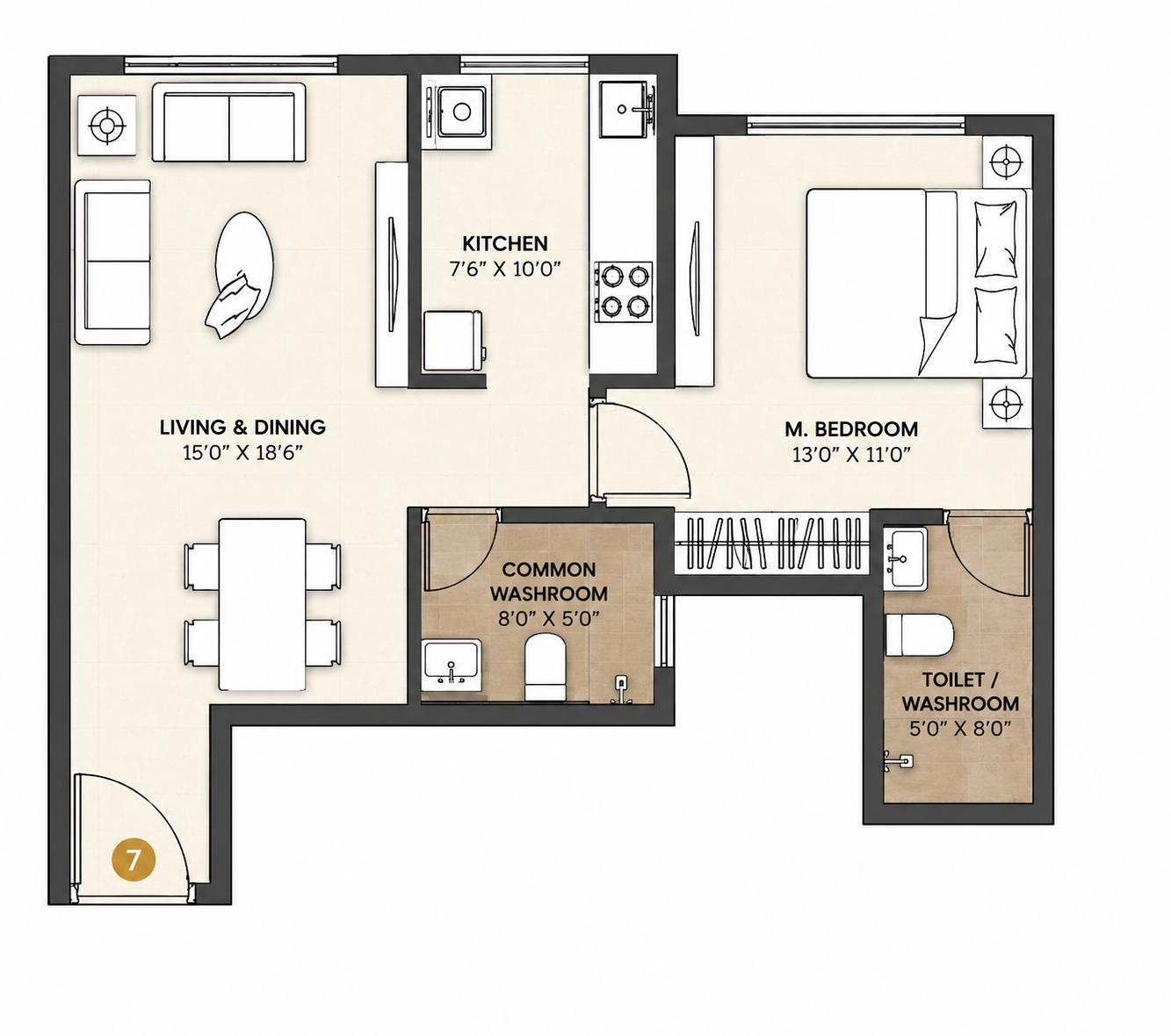 2BHK Premium floor plan