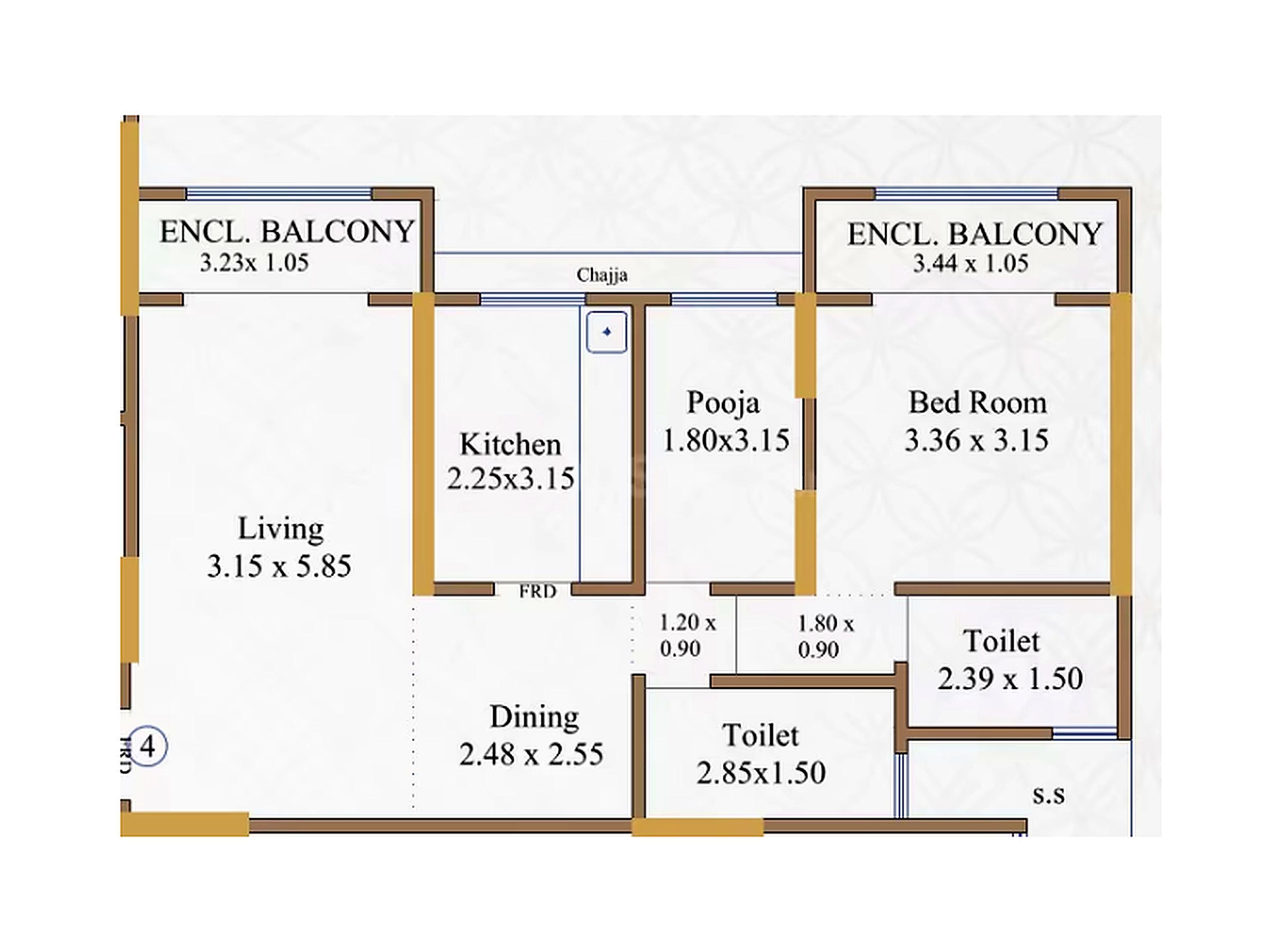 1BHK Elite floor plan
