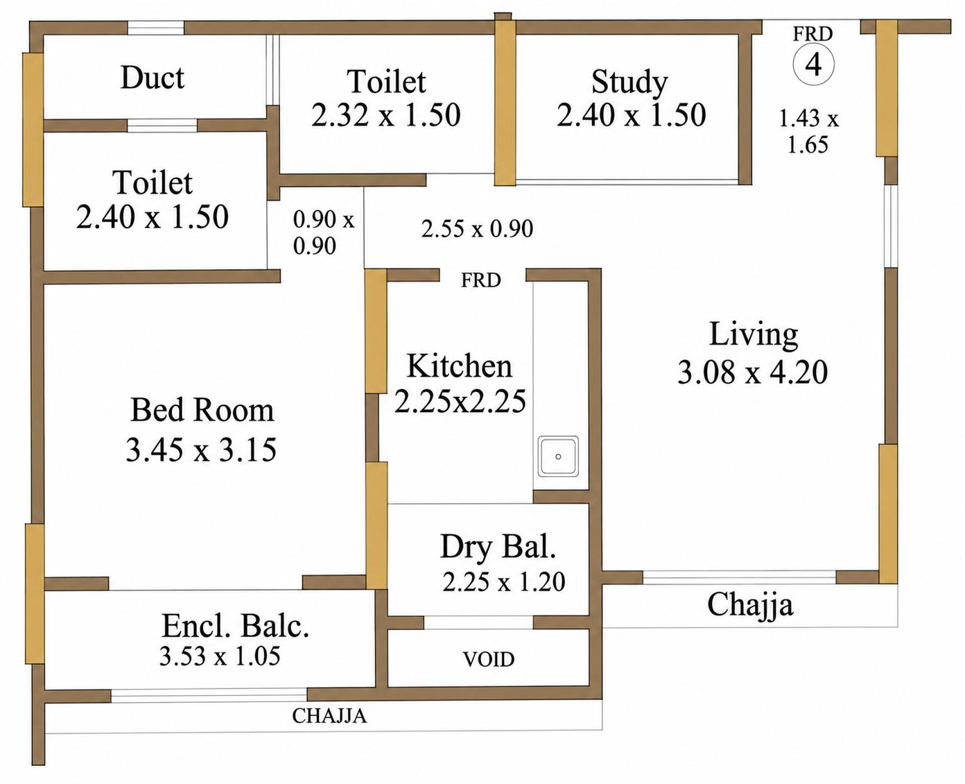 1.5BHK floor plan