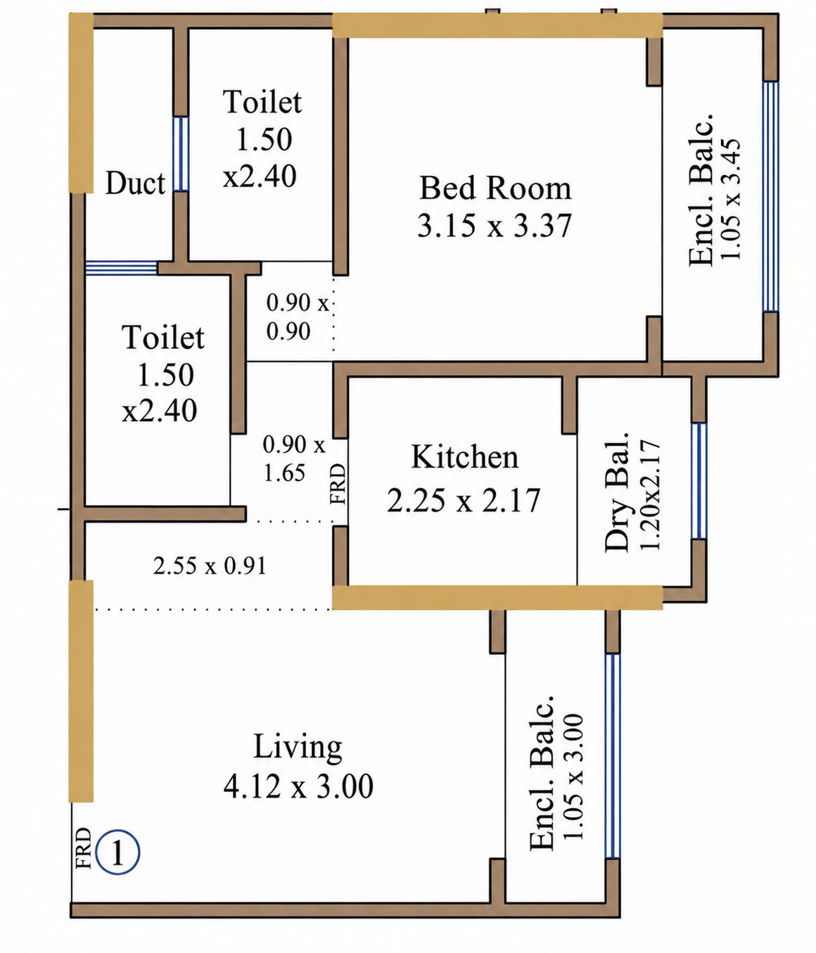 1BHK Premium floor plan