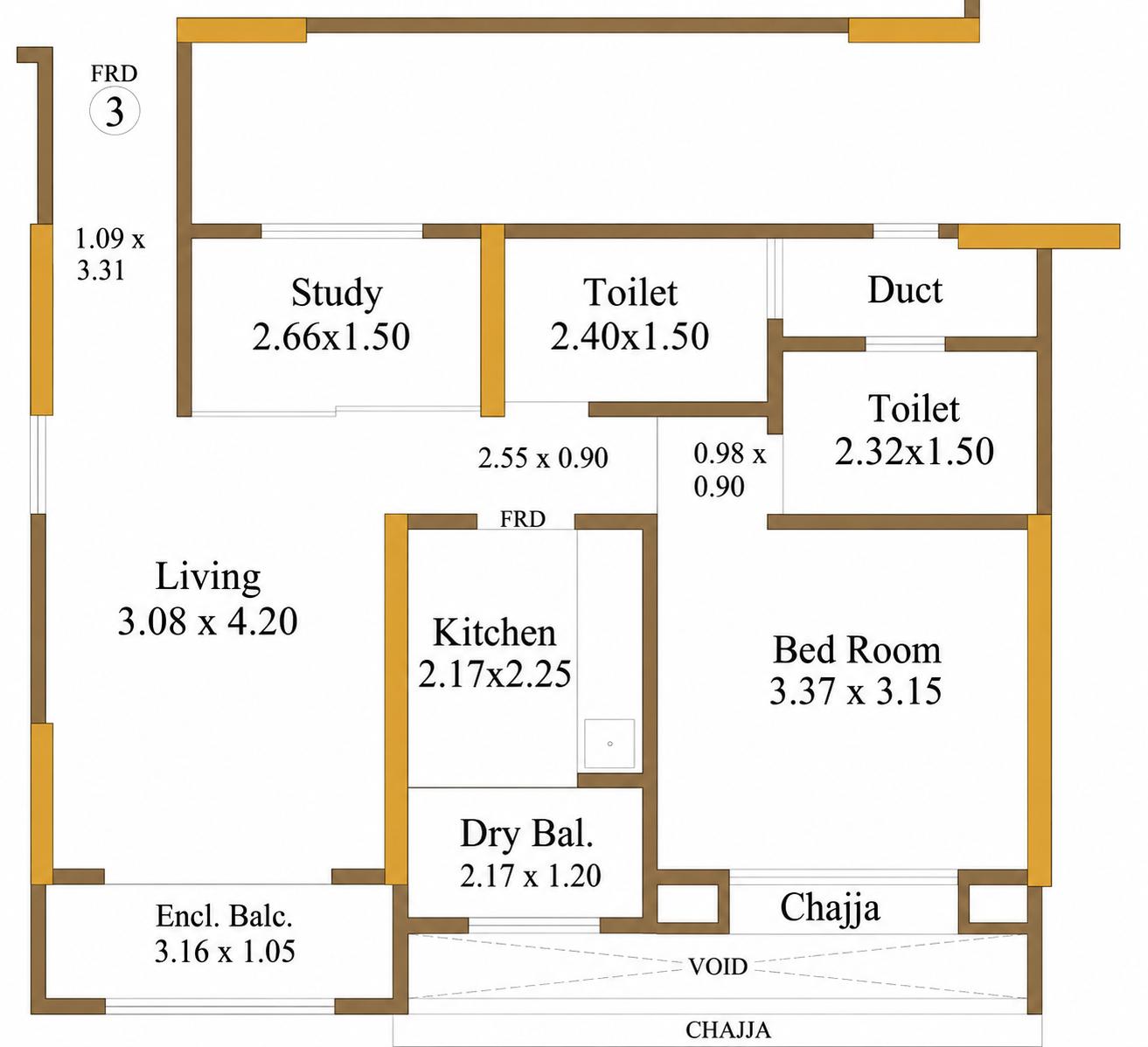 1.5BHK floor plan