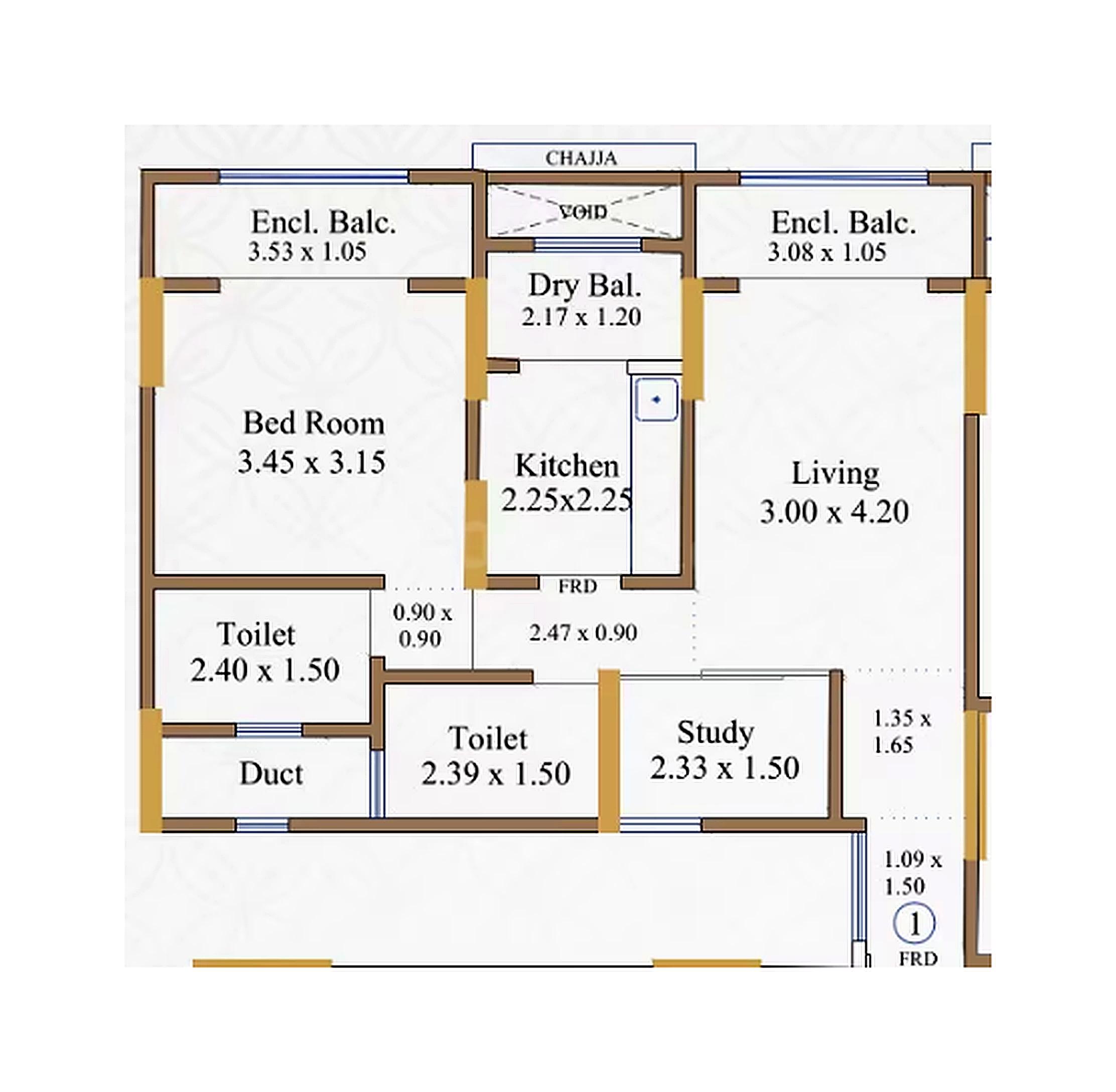 1.5BHK floor plan