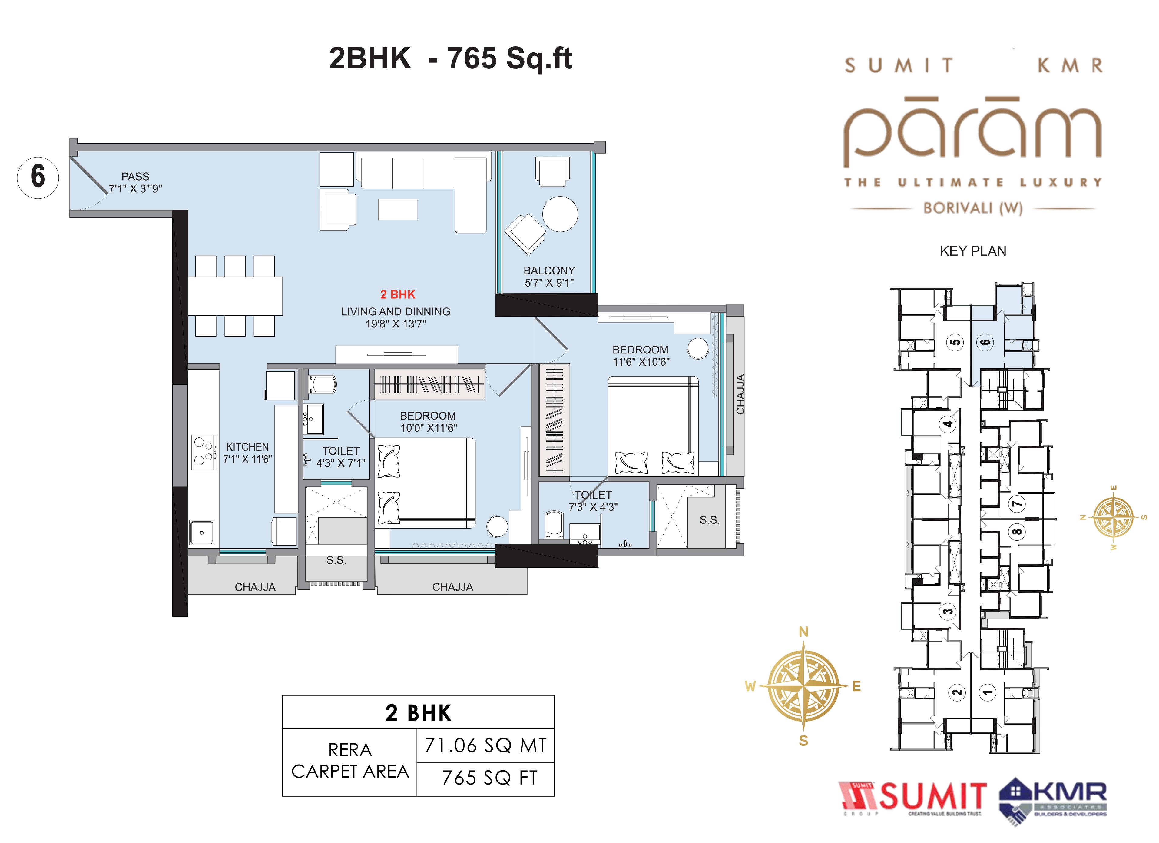 2 BHK Type2 floor plan