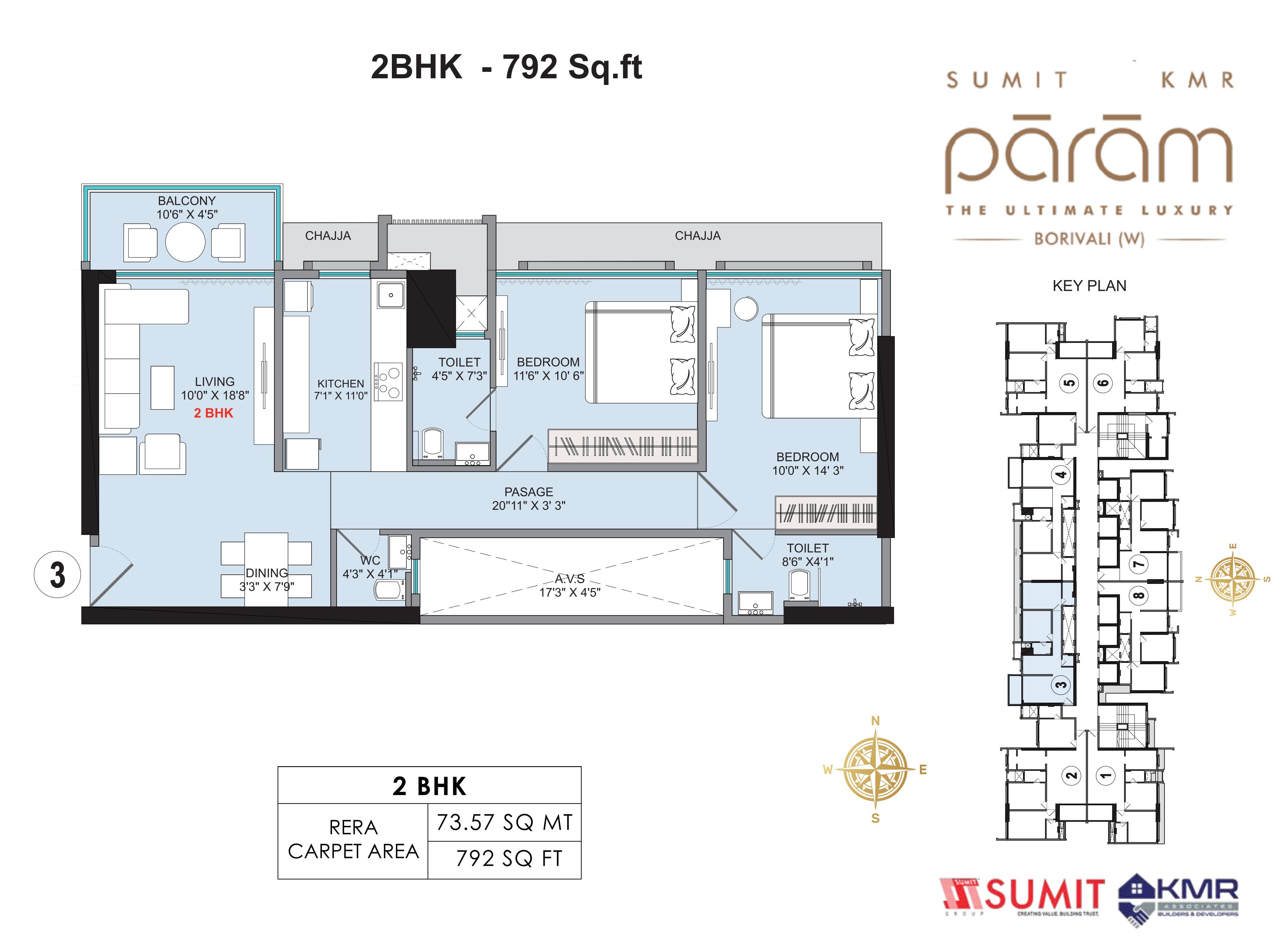 2 BHK Type3 floor plan