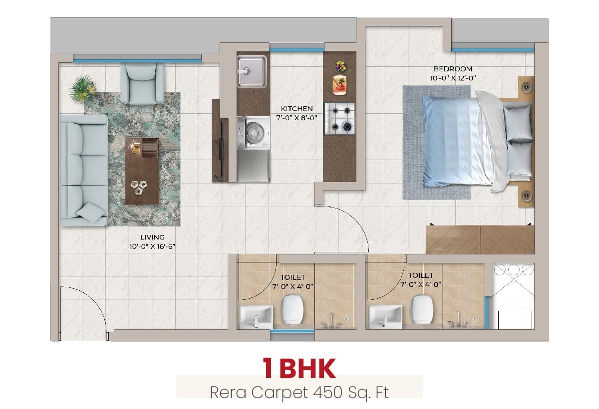 1 BHK floor plan